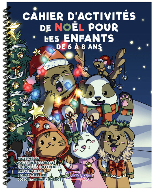 Cahier d'activités de Noël pour les enfants de 6 à 8 ans (Couverture à spirales)