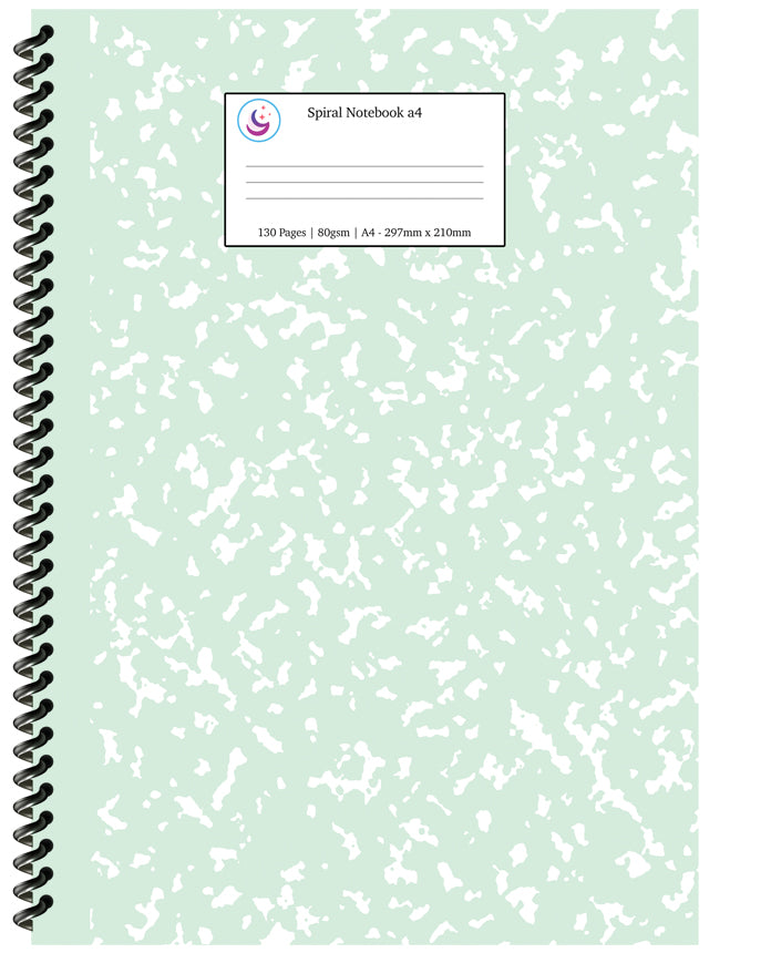 Mint Green Marble Spiral Notebook a4