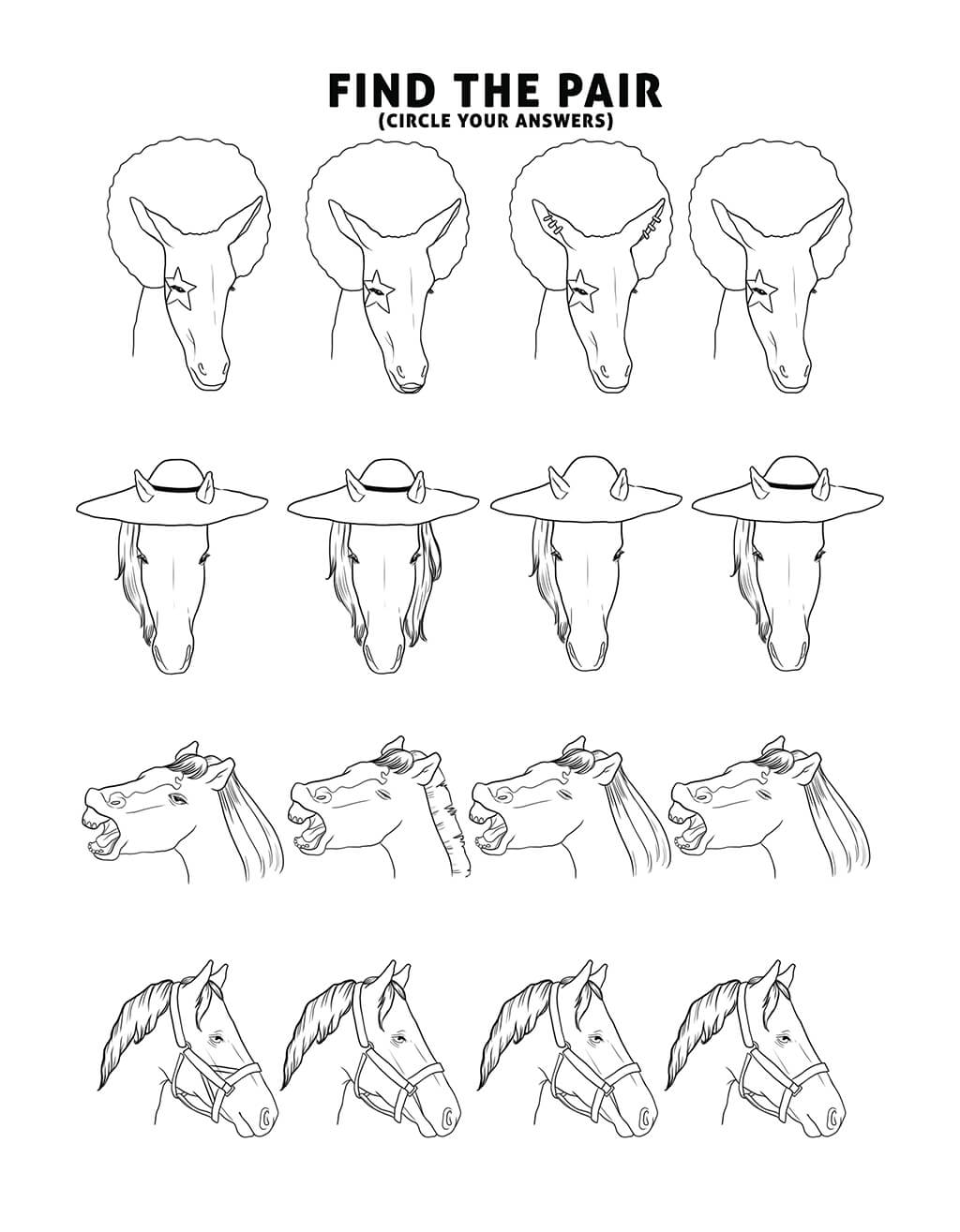 Horse heads find the pair game