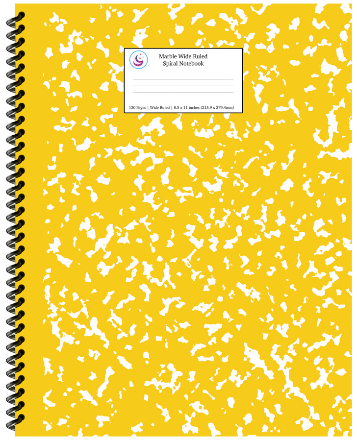 Yellow Marble Wide Ruled Spiral Notebook